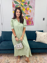 Load image into Gallery viewer, Gingham Midi Dress, Sage