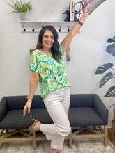 Load image into Gallery viewer, Printed Teal/Green Roll Cuff Sleeve