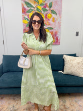 Load image into Gallery viewer, Gingham Midi Dress, Sage