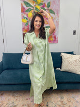 Load image into Gallery viewer, Gingham Midi Dress, Sage