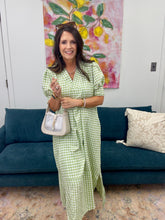 Load image into Gallery viewer, Gingham Midi Dress, Sage