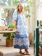 Load image into Gallery viewer, Eloise Porcelain Vines Blue Dress
