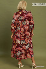 Load image into Gallery viewer, Printed Collared Midi Dress, Burgundy