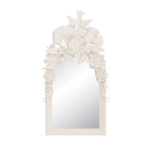 Load image into Gallery viewer, Wood Framed Wall Mirror w/ Embossed Metal Flowers & Birds