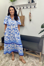Load image into Gallery viewer, Eloise Porcelain Vines Blue Dress