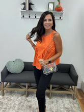 Load image into Gallery viewer, Game Day Sleeveless Ruffle Sleeve Top