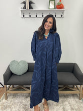 Load image into Gallery viewer, Jacquard Collared Midi Dress, Navy