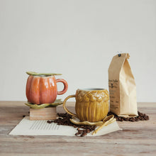 Load image into Gallery viewer, Stoneware Pumpkin Mug W Leaf