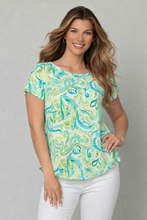 Load image into Gallery viewer, Printed Teal/Green Roll Cuff Sleeve
