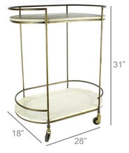 Load image into Gallery viewer, Gibson Bar Cart - Antique Brass with White Wood