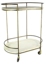 Load image into Gallery viewer, Gibson Bar Cart - Antique Brass with White Wood