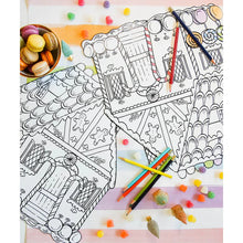 Load image into Gallery viewer, Die Cut Gingerbread House Coloring Placemat