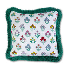 Load image into Gallery viewer, Fringe Blockprint Elenna Pillow, With Down Insert