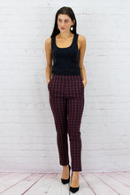 Load image into Gallery viewer, Black &amp; Wine Plaid Pants
