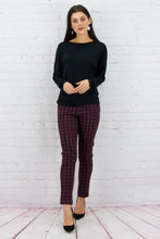 Load image into Gallery viewer, Black &amp; Wine Plaid Pants
