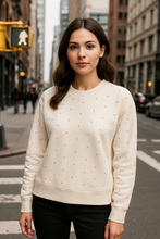 Load image into Gallery viewer, Rhinestone Silky Soft Drop Shoulder Pullover
