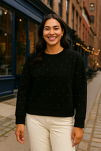 Load image into Gallery viewer, Rhinestone Silky Soft Drop Shoulder Pullover
