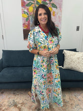 Load image into Gallery viewer, Folk Print Midi Dress, Green Mix
