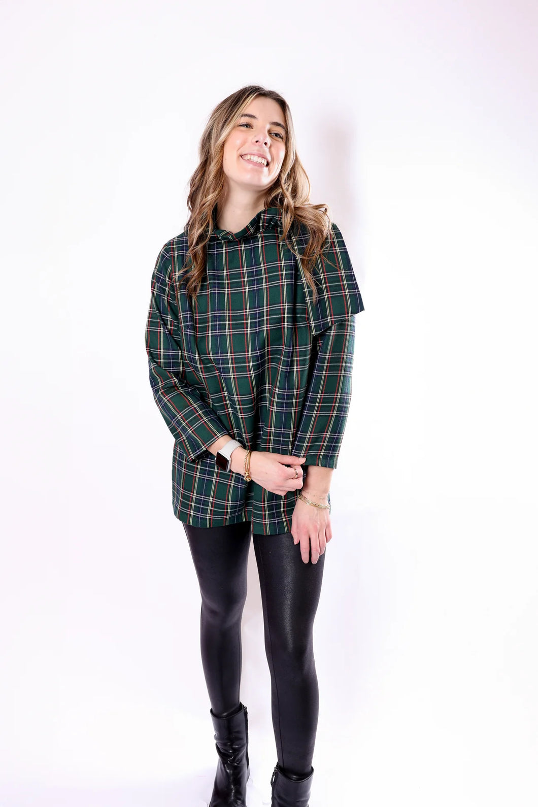 Cecily Green Plaid Swing Blouse