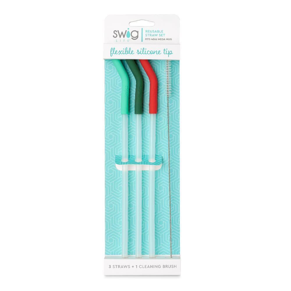 Mint Green Red Reusable Straw Set (40 Oz)