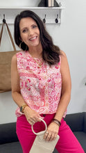 Load image into Gallery viewer, Linque Floral Henley Tank, Pink
