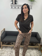 Load image into Gallery viewer, Animal Print Fray Hem Wide Leg Pant, 31" Inseam

