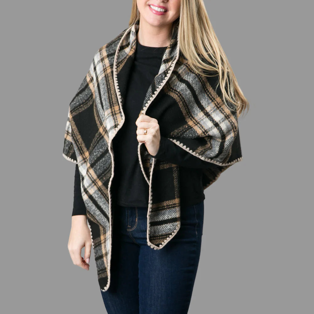 Claire Wrap: Black Plaid