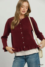 Load image into Gallery viewer, Button Front Ruffle Hem Cardigan
