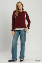 Load image into Gallery viewer, Button Front Ruffle Hem Cardigan
