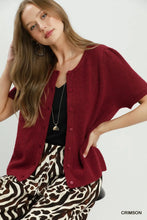 Load image into Gallery viewer, Knit Short Sleeve Button Down Cardigan
