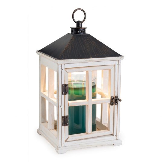 Wooden Candle Warmer Lantern, Weathered White