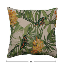 Load image into Gallery viewer, 20&quot; Cotton Printed Pillow with Embroidery, Birds and Floral
