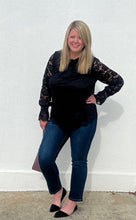 Load image into Gallery viewer, Black Lace Long Sleeve Top
