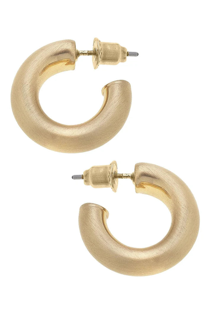 Coraline Hoop Earrings, Satin Gold