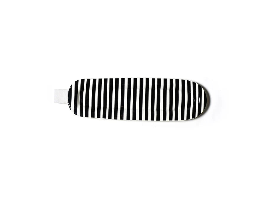 Black Stripe Mini Skinny Oval Entertaining Tray