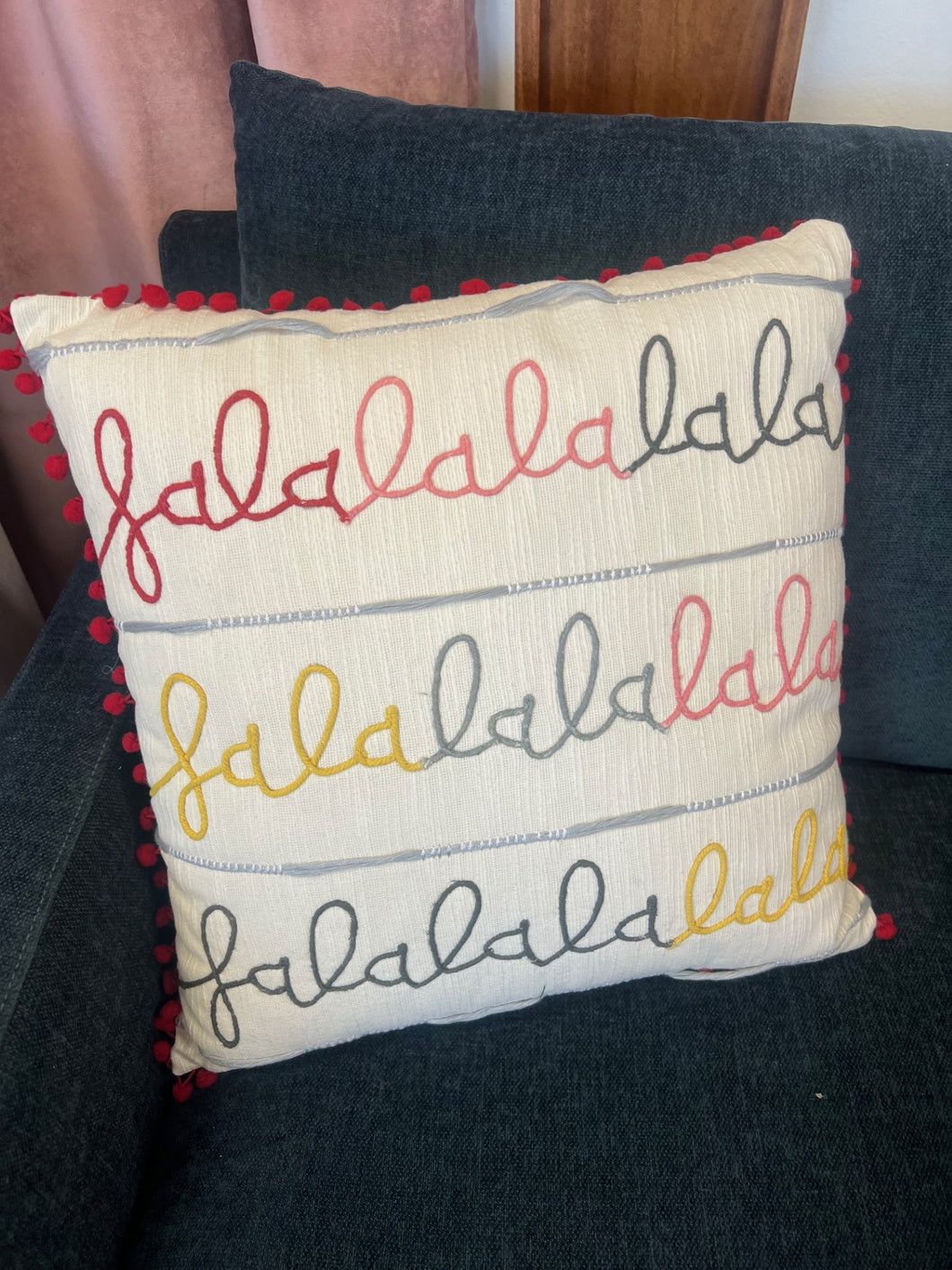 Colorful Fa La La La Pillow