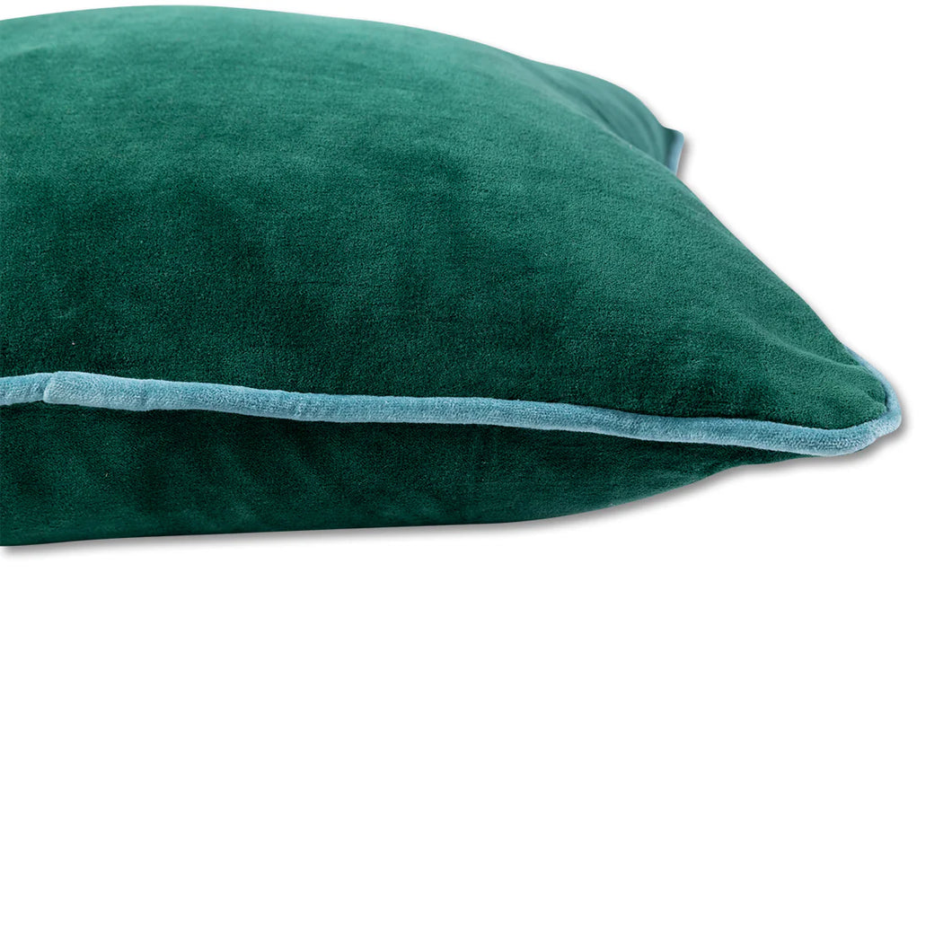 Charliss Velvet Pillow, Green + Aqua