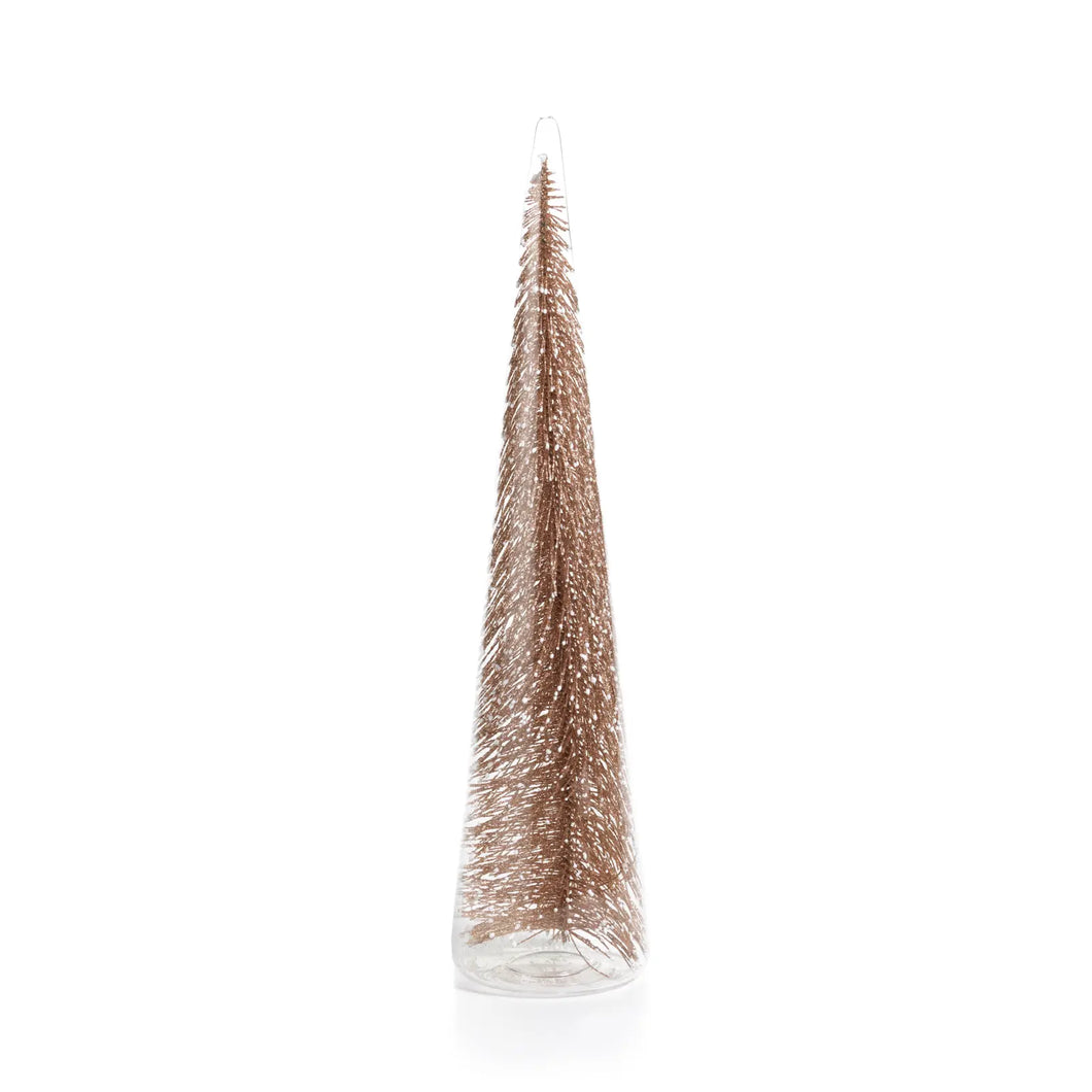 Clear Glass Tree With Champagne Glitter XL