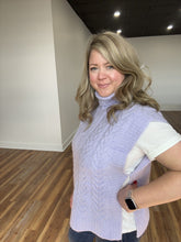 Load image into Gallery viewer, Iris Turtleneck Cable Knit Vest - Lavender Heather
