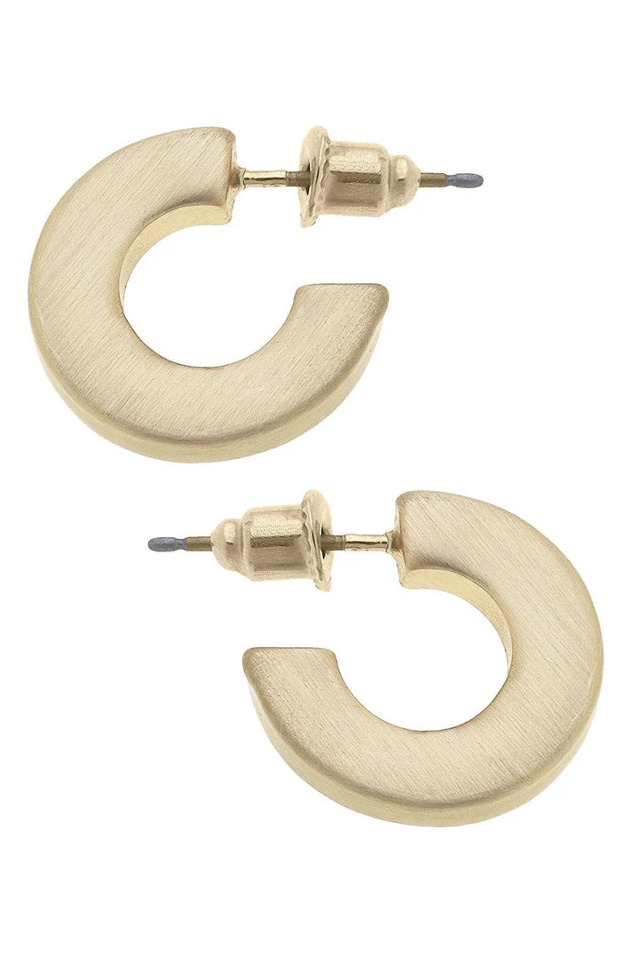 Cali Large Flat Hoop Earrings, Satin Gold