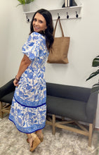 Load image into Gallery viewer, Eloise Porcelain Vines Blue Dress

