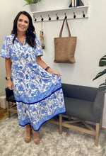 Load image into Gallery viewer, Eloise Porcelain Vines Blue Dress
