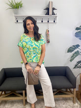 Load image into Gallery viewer, Printed Teal/Green Roll Cuff Sleeve
