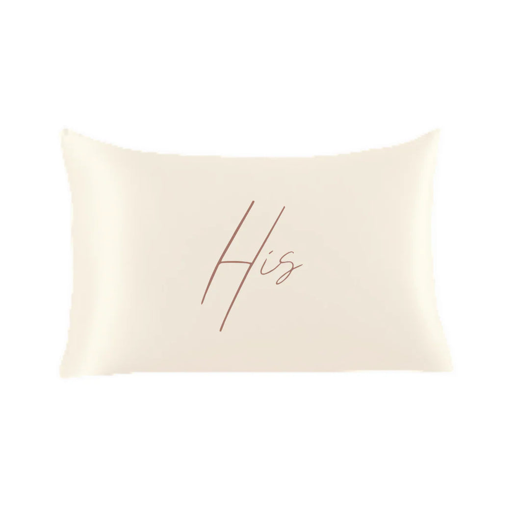 Hers & His Ivory Pillowcase
