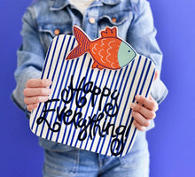 Load image into Gallery viewer, Indigo Skinny Stripe Mini Happy Everything Platter (Square)
