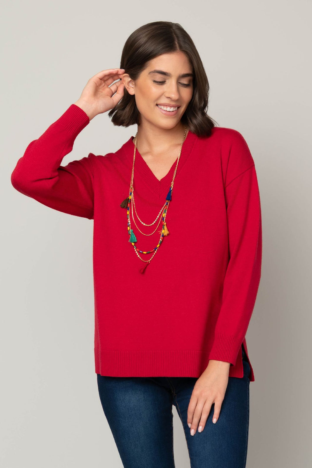 Jersey Stitch V-Neck Sweater