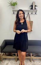 Load image into Gallery viewer, Chiffon Tiered Tie Little Black Dress
