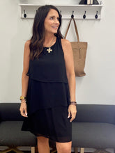 Load image into Gallery viewer, Chiffon Tiered Tie Little Black Dress
