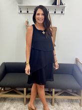 Load image into Gallery viewer, Chiffon Tiered Tie Little Black Dress
