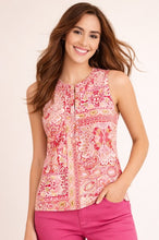 Load image into Gallery viewer, Linque Floral Henley Tank, Pink
